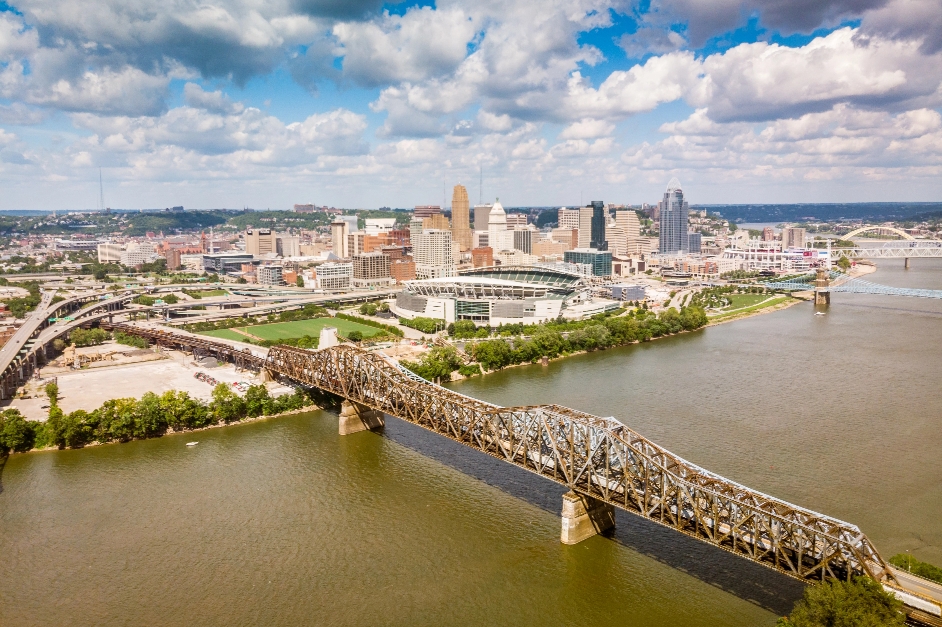 Ohio river and cincinnati skyline